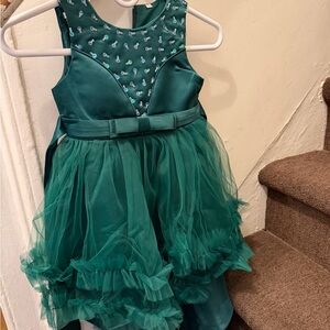 Charming Teal Kids Dress with Tulle Skirt